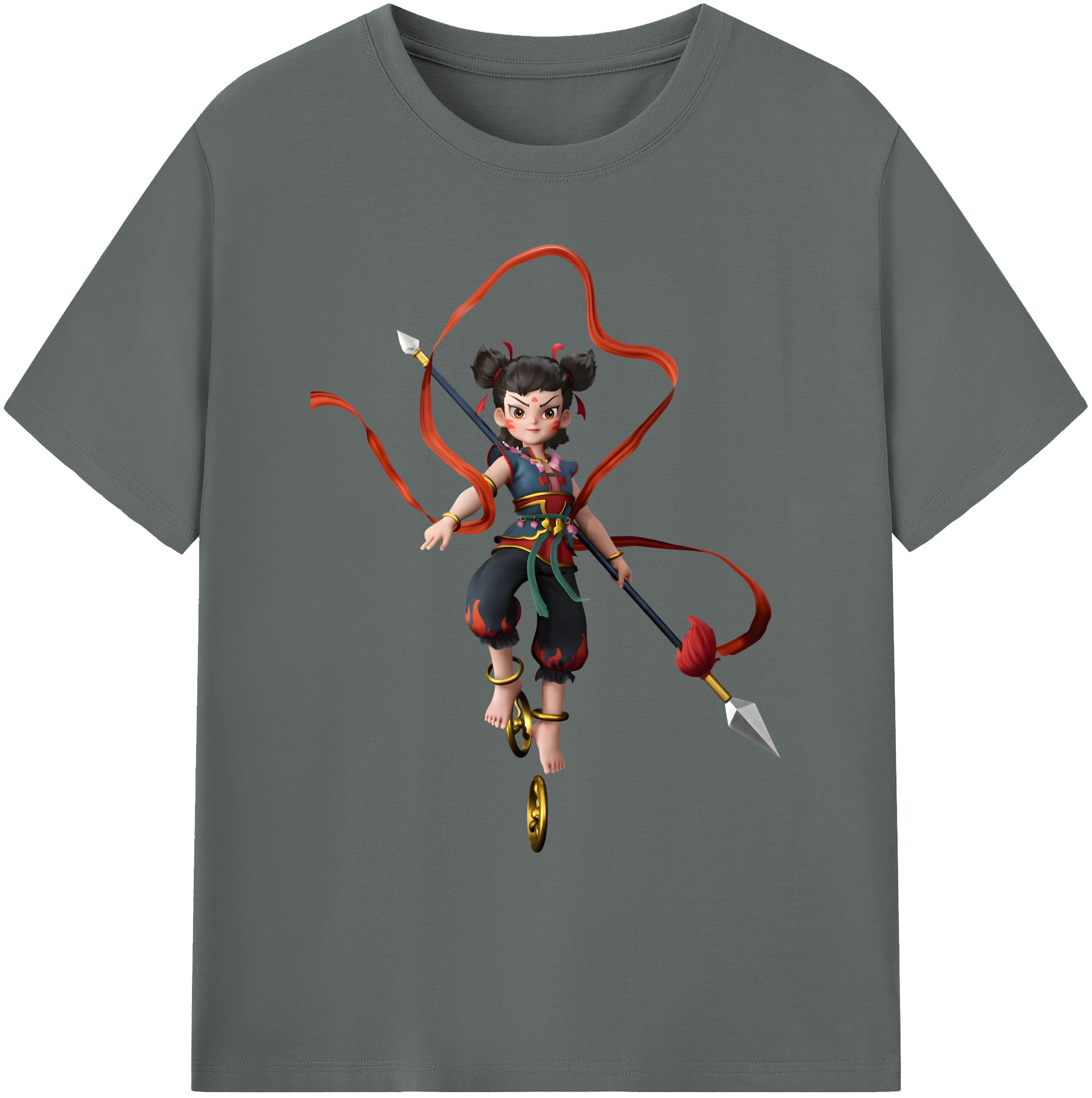 （画像用） Ne Zha 2 ナタ 魔童の大暴れ 綿100％ メンズ半袖Tシャツ｜肌触りやわらか＆通気性